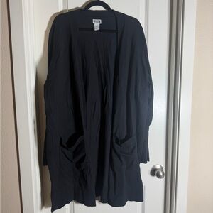Duluth Trading Co Black Open Front Cardigan Duster